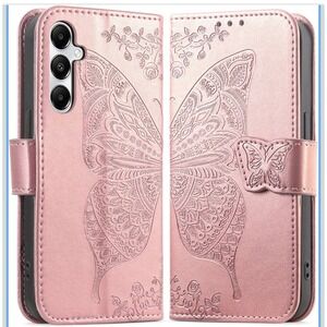 Samsung Galaxy A15 Rose Gold Butterfly Wallet  Phone Case